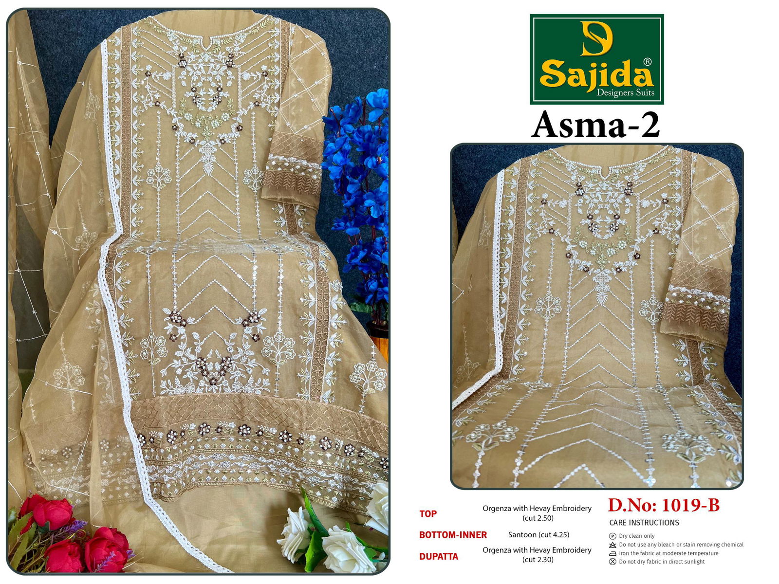 Asma Vol 2 by Sajida Organza Pakistani Salwar Kameez Wholesale In India